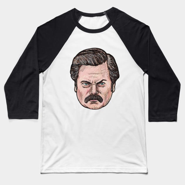 Ron Swanson Baseball T-Shirt by Dekes